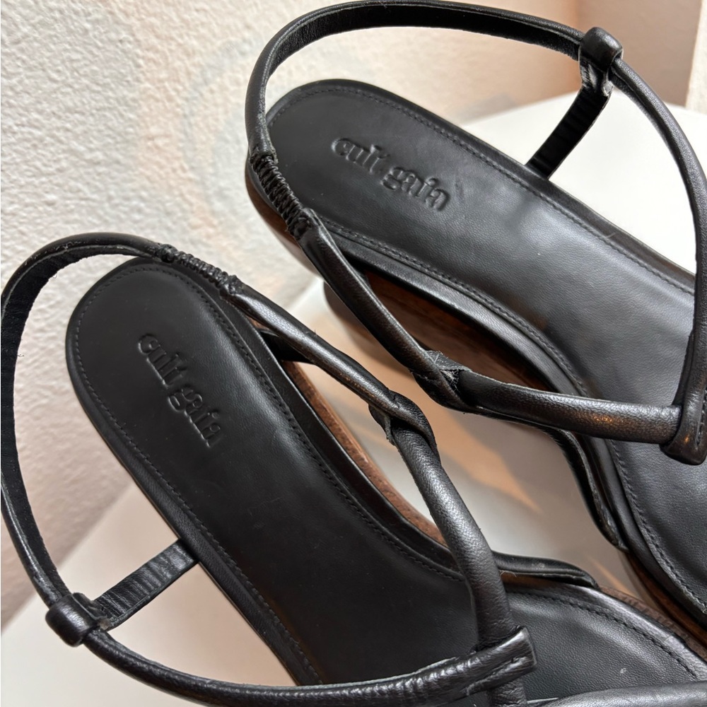 Cult Gaia Nela Wooden Platform Sandals Shoes Size 41 EU 11 US Black - Picture 7 of 12
